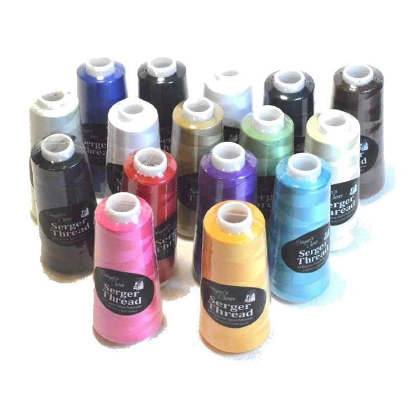 2-Beez Bundle Set of 16 Assorted Colors of Serger Quilting Embroidery Thread Cones - 1500M - Image 1